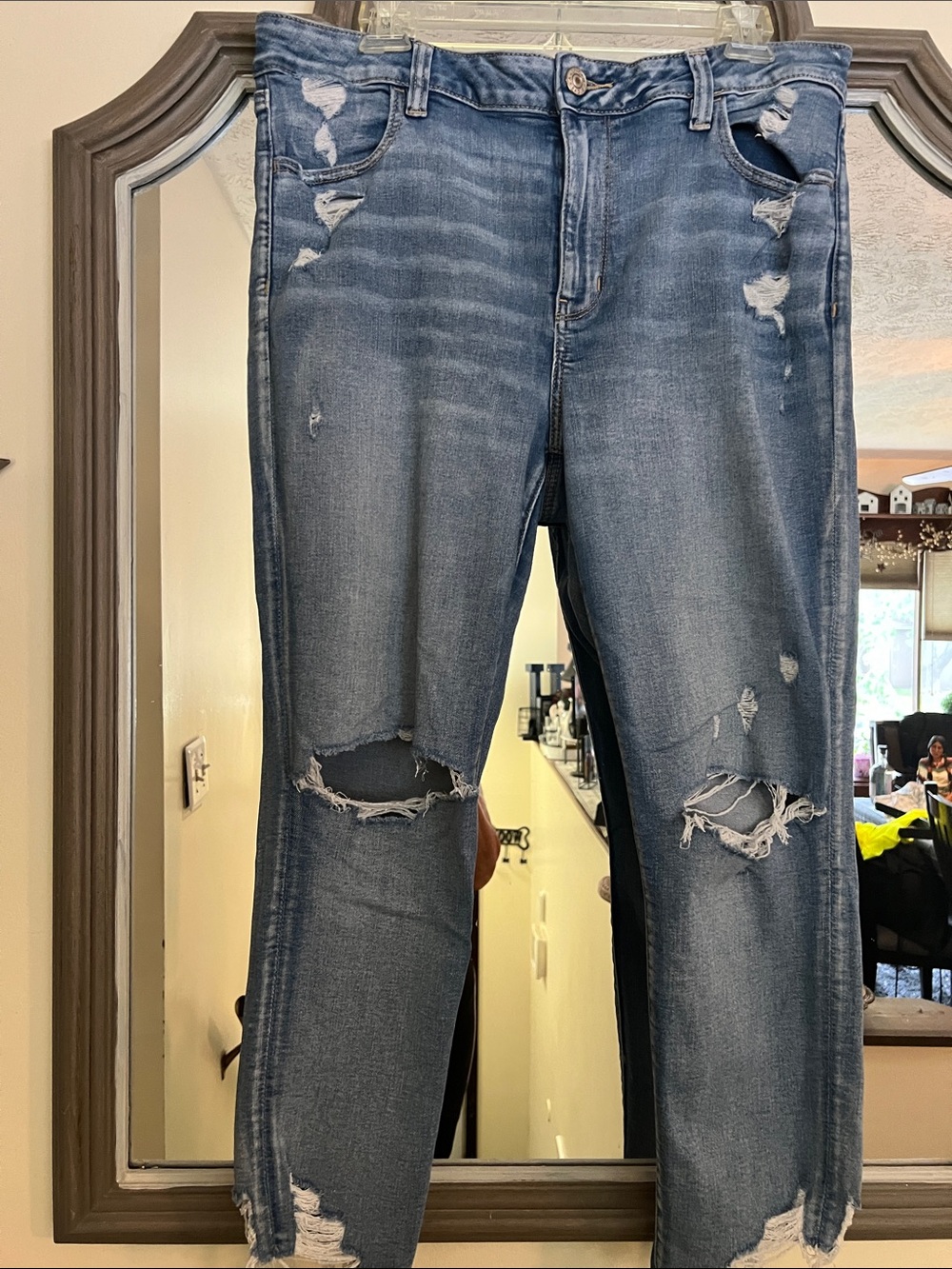 American Eagle Outfitters Distressed Medium Blue Skinny Jeans